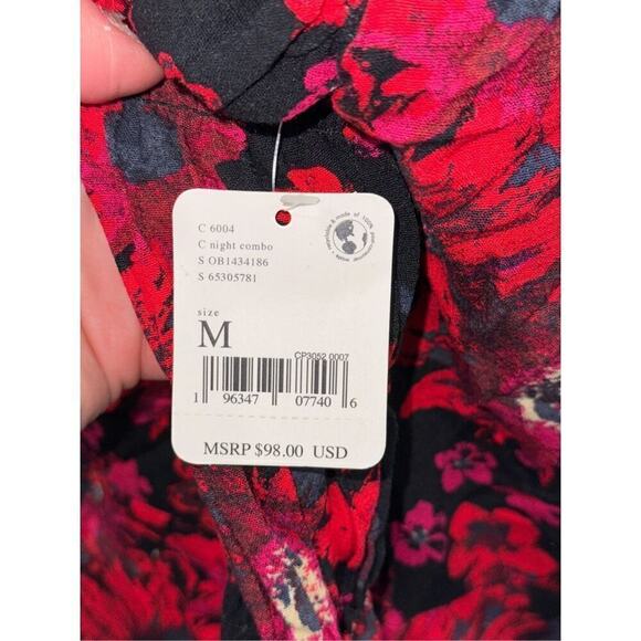 Free People Red Floral Tie Front Cardigan | Sz M, NWT - Picture 7 of 8